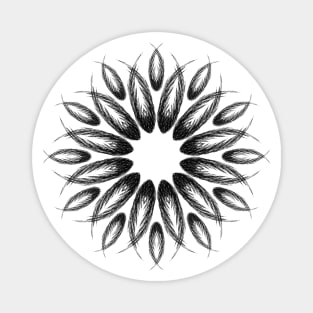 Mandala Flower Black Magnet